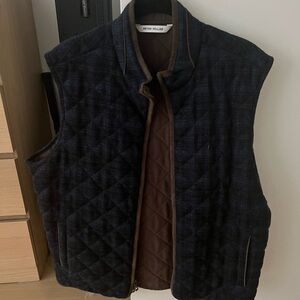 Peter Millar Quilted Vest - Dark Blue and Brown